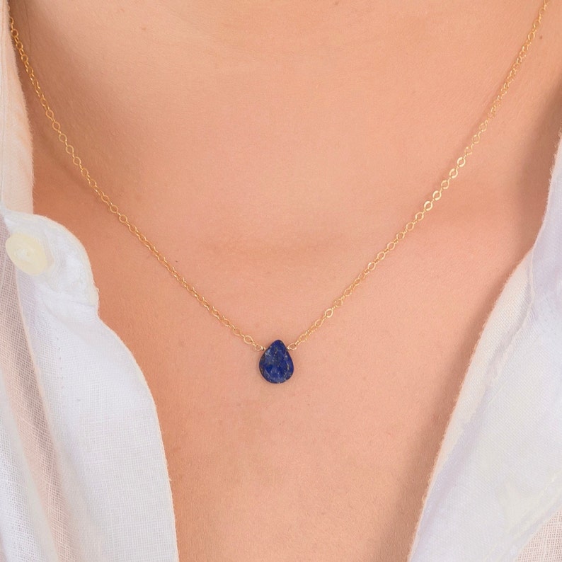 Lapis Lazuli Necklace, December Birthstone Necklace, Lapis Lazuli Pendant Necklace, September Birthstone Jewelry, Christmas Gift For Sister image 1