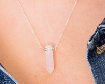 Rose Quartz Pendant, Rose Quartz Necklace, Crystal Pendant Necklace, Pendant Necklaces For Women, Rose Quartz Jewelry, Christmas Gift Ideas