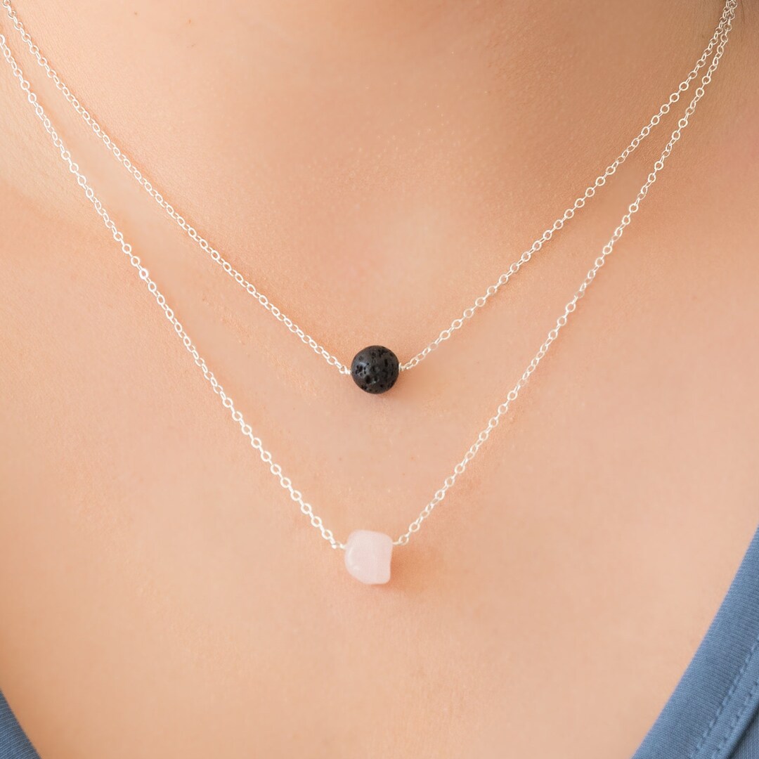 T TAKONE Goth Halskette - Sonne Mond Kristall Layered Schmuck