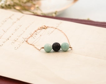 Lava Stone Diffuser Bracelet, Amazonite Bracelet, Essential Oil Diffuser Bracelet, Essential Oil Jewelry, Lava Stone Jewelry, Amazonite