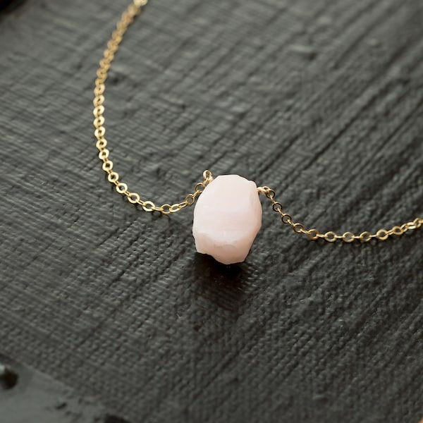 Raw Opal Pendant, Wire wrapped Opal Pendant, Pink Opal Pendant Necklace, Natural Opal Pendant Necklace