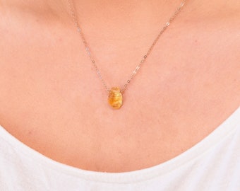 Citrine Pendant Necklace, Natural Citrine Pendant, Citrine Crystal Necklace, Raw Citrine Necklace, Real Citrine Necklace