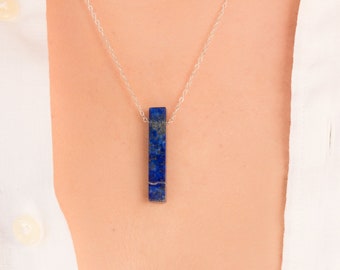 Lapis Lazuli Pendant Necklace, Handmade Genuine Crystal Necklace