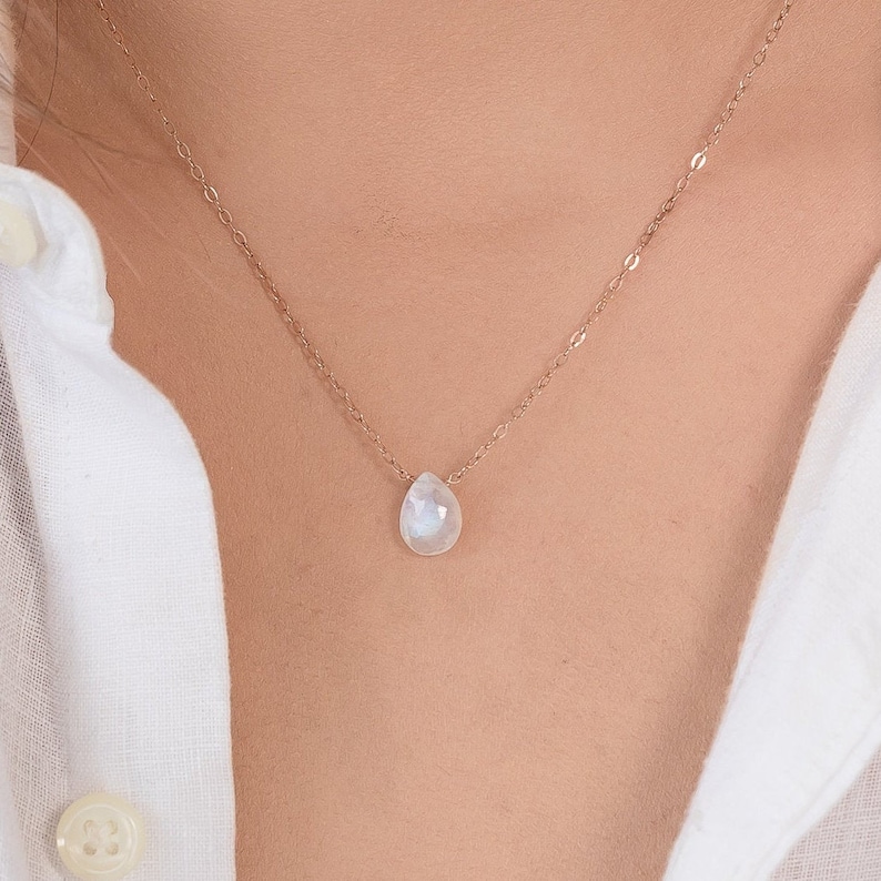 Dainty Moonstone Necklace, Rainbow Moonstone Crystal Necklace, Moonstone Necklace Raw, Rainbow Moonstone Necklace, Moonstone Pendant image 1