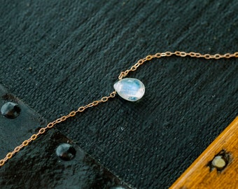 Moonstone Pear Shaped Pendant Necklace