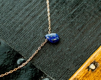 Tiny Lapis Lazuli Necklace, December Birthstone Necklace, Small Lapis Lazuli Pendant, September Birthstone Jewelry, Christmas Gift ForSister