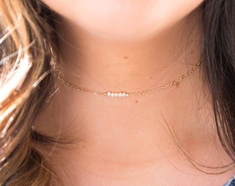 Pearl Choker, Pearl Necklace Choker, June Birthstone Necklace Gift, Pearl Layered Gold Necklace For Women, Choker Necklace Gifts For Her