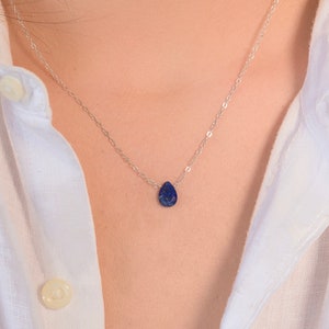 Lapis Lazuli Necklace, December Birthstone Necklace, Lapis Lazuli Pendant Necklace, September Birthstone Jewelry, Christmas Gift For Sister image 4