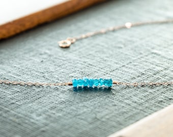 Apatite Necklace, Apatite Jewelry, Apatite Crystal Necklace, Raw Blue Necklace, Christmas Gift For Girlfriend,Something Blue Crystal Jewelry