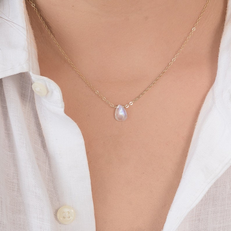 Dainty Moonstone Necklace, Rainbow Moonstone Crystal Necklace, Moonstone Necklace Raw, Rainbow Moonstone Necklace, Moonstone Pendant image 4