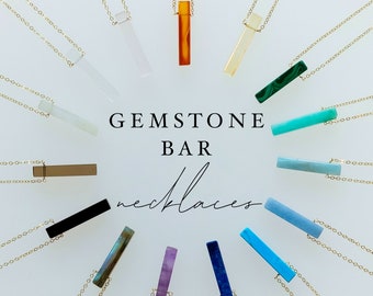 Handmade Jewelry, Gemstone Pendant, Vertical Bar Necklace Gold, Handmade Jewelry Necklace, Unique Gift, Self Care Gift Box, Genuine Crystals