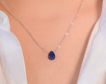 Lapis Lazuli Necklace Silver, December Birthstone Necklace, Lapis Lazuli Pendant, September Birthstone Jewelry, Christmas Gift For Sister