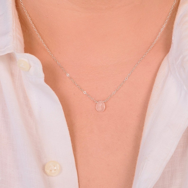 Rose Quartz Necklace Bridesmaid Gift Bridal Party Jewelry Etsy
