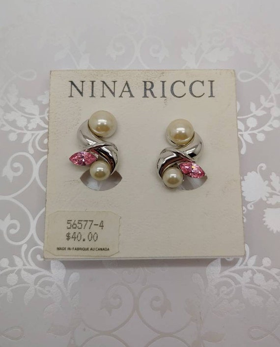 Vintage Signed Designer Nina Ricci Silver Tone Fau