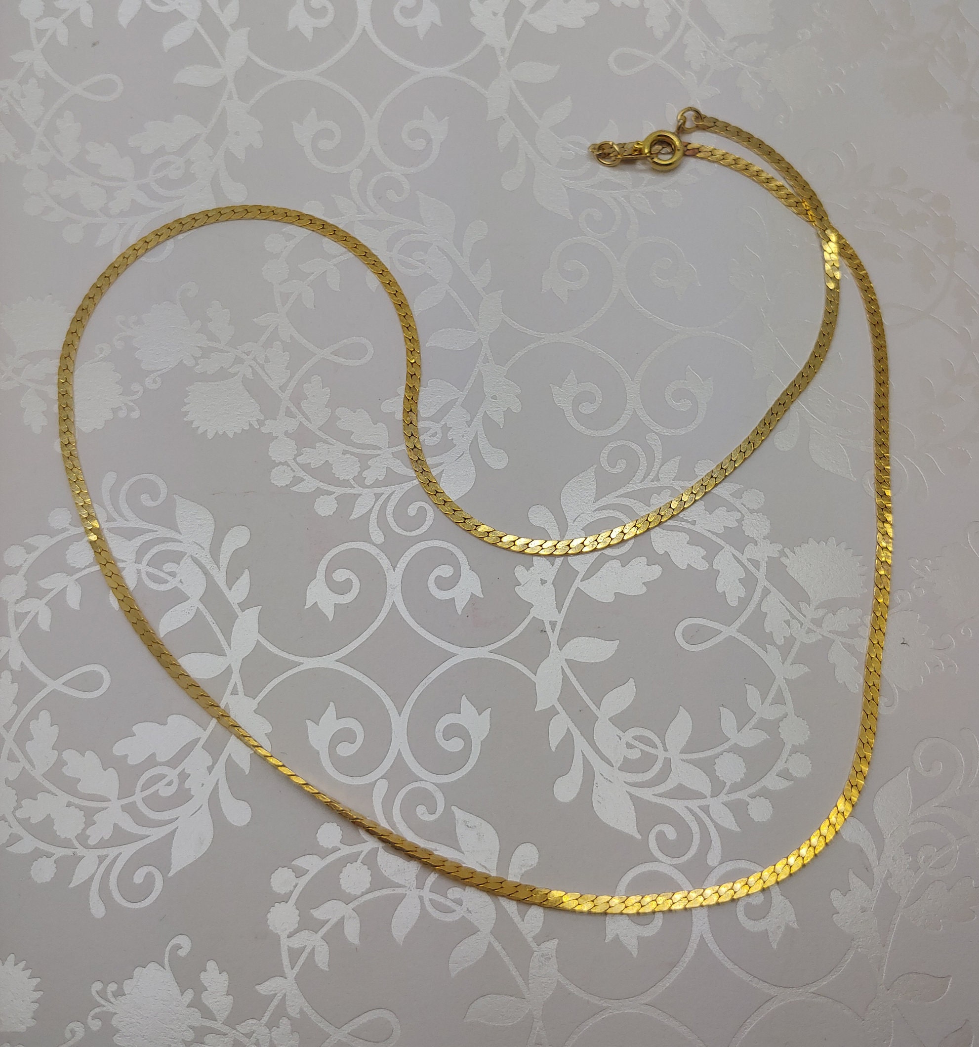 Vintage Gold Tone 1.8mm Herringbone Serpentine Chain