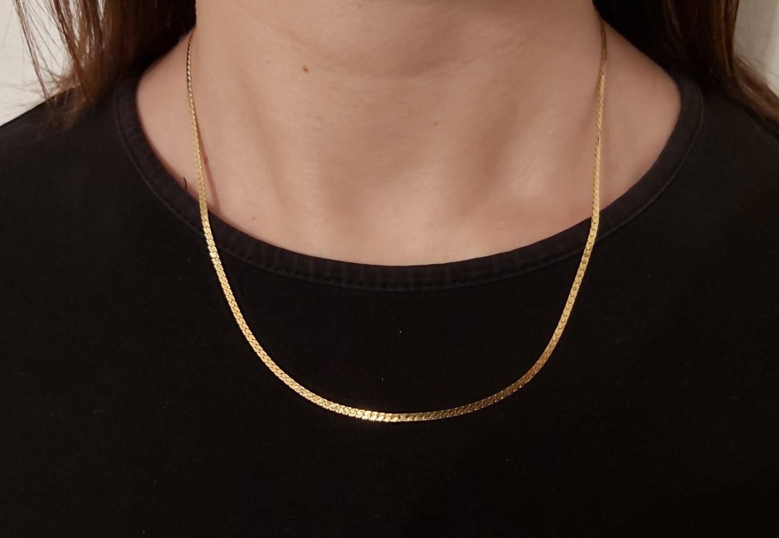 【VINTAGE HOLLYWOOD】Diagonal Snake Chain Necklace Vintage Snake Chain