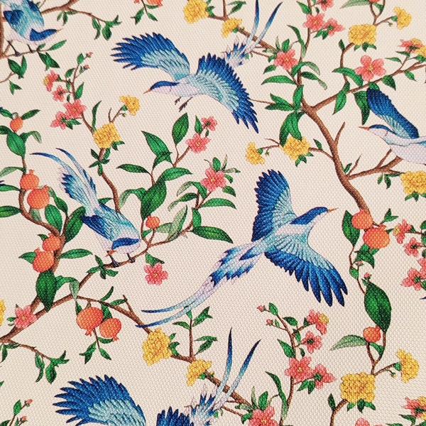 Tissu simili cuir oiseau blanc