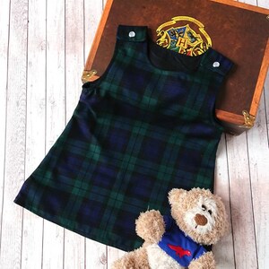 green tartan baby dress