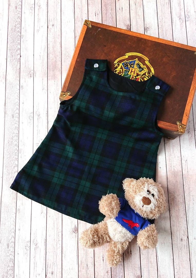 black tartan pinafore dress