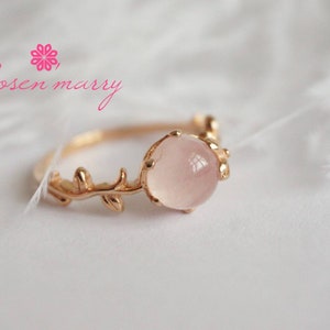 Natural Rose Quartz Ring Silver with 18k Rosegold plated, Rosequartz Ring,18k Rosegold Plated ,Gift for her , Promise Ring.