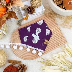 Plum Fall Dog Bandana, Moon Phase Dog Bandana Purple, Celestial Dog Bandana Moon, Boho Dog Bandana Modern, Over the Collar, Tie on or Snap