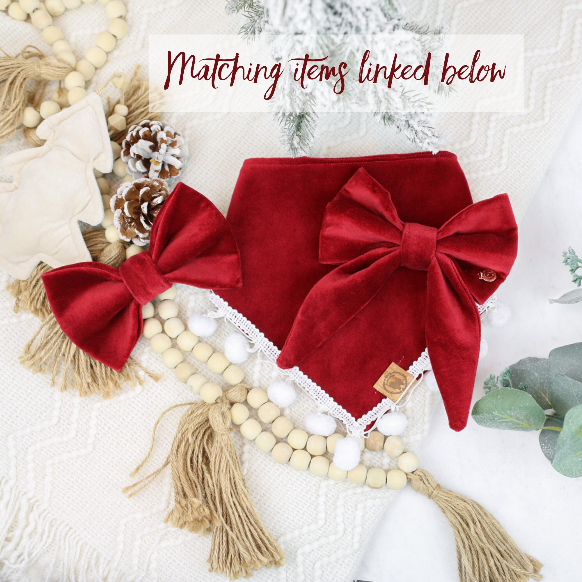 Red Velvet Dog Bandana Christmas Velvet Dog Bandana Holiday Etsy