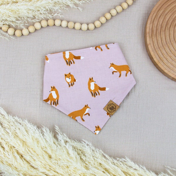 Fox Dog Bandana, Boho Dog Bandana Neutral, Minimal Dog Bandana Woodland, Fall Dog Bandana Winter, Over the Collar, Tie on or Snap