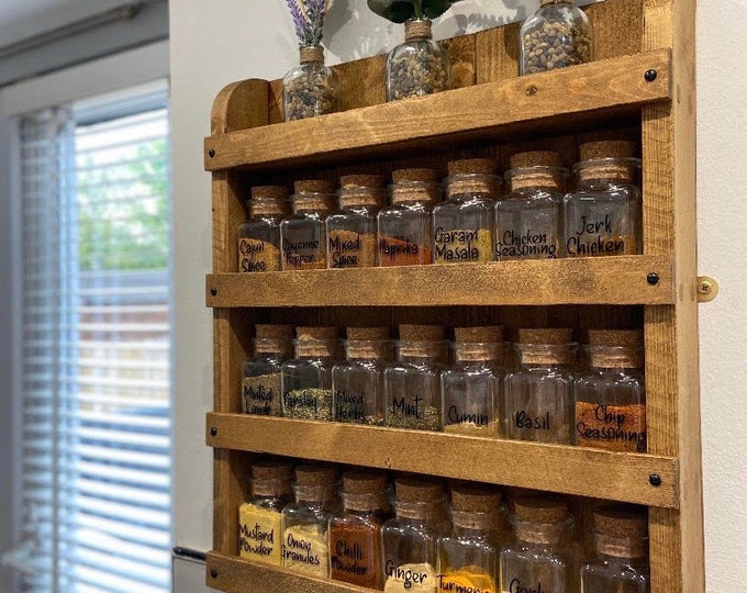 Rustic Spice Rack, Wooden Spice Rack, Wall Mounted Spice Rack, Free Standing Spice Rack, Kitchen