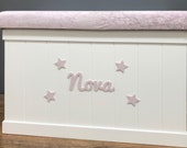 Personalised Toy Box Blanket Box Toy Storage Foam Seat Toy Trunk Toy Chest Toy Box for Girls Toy Box for Boys Nursery Decor