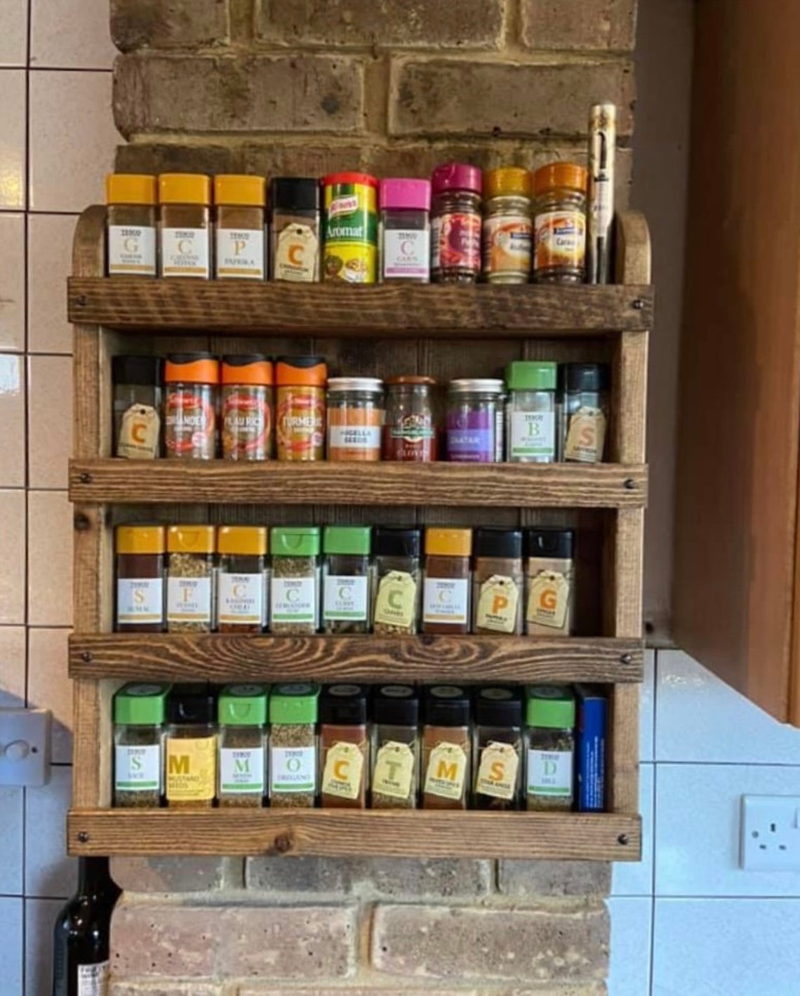 Rustic Spice Rack Wooden Spice Rack Wall Mounted Spice Rack Etsy