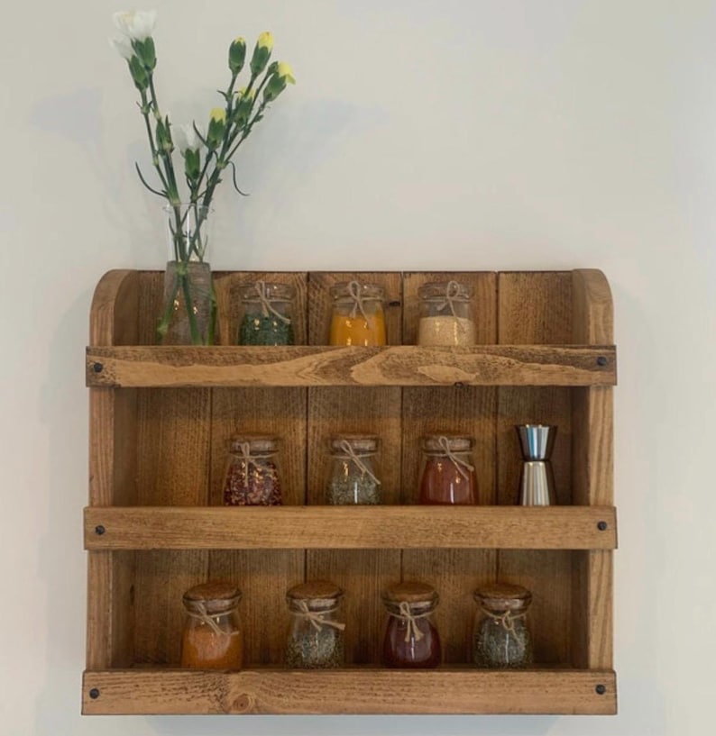 Rustic/Distressed Wooden Spice Rack - Thumbnail 2
