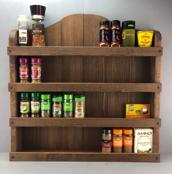 Handmade Rustic Wooden Spice Rack Kitchen Rack Kitchen Etsy