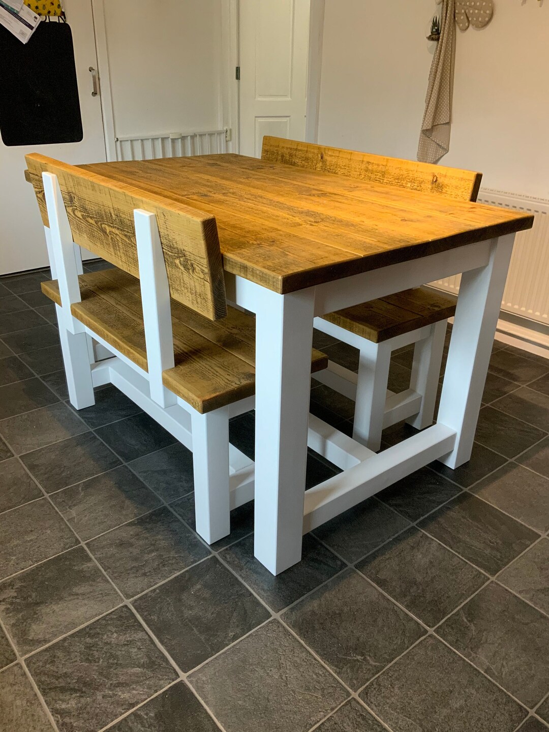 Solid Wood Chunky Rustic Dining Table and Bench Set Table Etsy