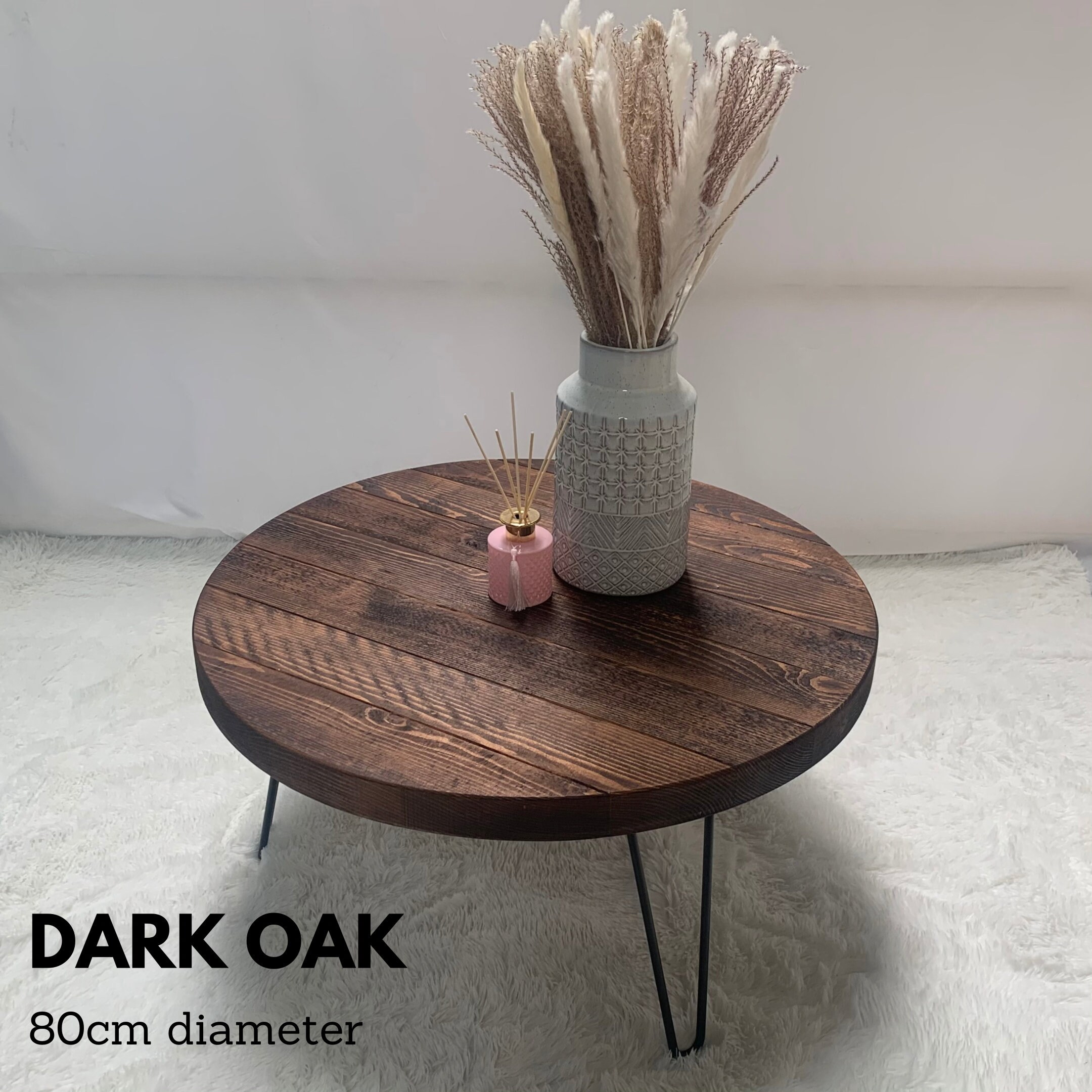 Rustic Chunky Wooden Round Coffee Table With Hairpin Legs Etsy UK