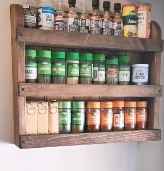 Buy Rustic Spice Rack Wooden Spice Rack Wall Mounted Spice Rack Free Standing Spice Rack Kitchen Storage Spice Shelf Shelf Unit Online in India Etsy