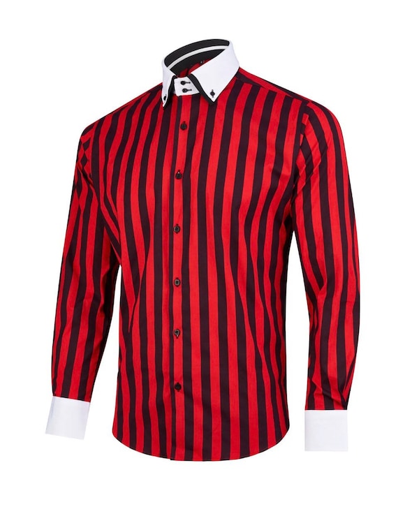 Camisa de rayas online rojas para hombre