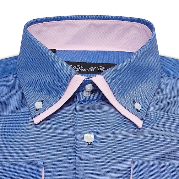 Men's Shirt Smart Casual Formal Double Collar Longsleeve - Oxford