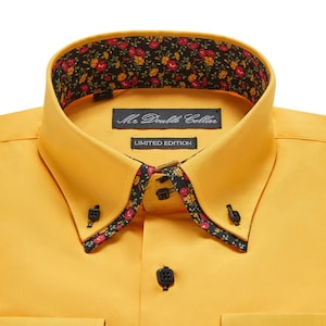 Limited Edition Men’s Stylish Italian Design Yellow Floral Shirt with Double Collar