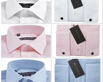 Camisa de hombre elegante, informal, formal, con puños dobles y manga larga, edición Oxford