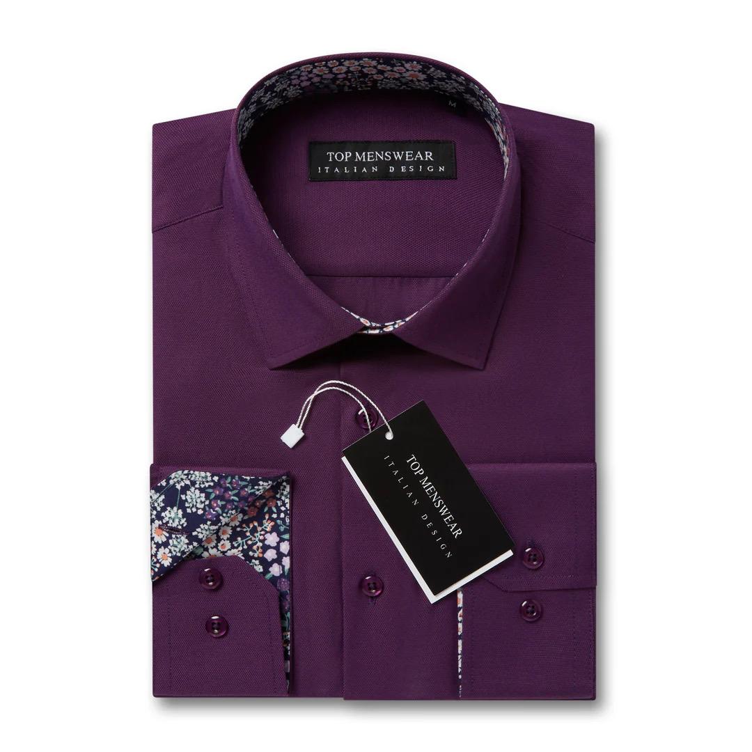 open lace back dress Men's Purple & White Performance Dress Shirt (Versailles Button Down) –  Twillory main image 1