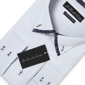 Limited Edition Men’s Stylish Italian Design White Oxford Shirt with Black Double Collar