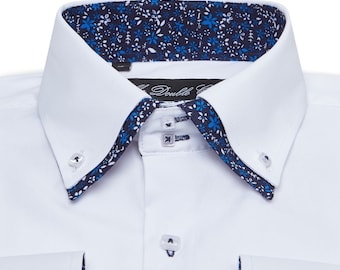 Camisa de hombre elegante, informal, formal, de cuello doble, manga larga, edición Oxford