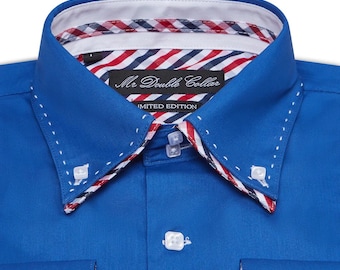 red white and blue mens dress shirt Blue & Red Check Button Up Dress Shirt | The Kang
