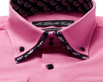 Limited Edition Men’s Italian Design Black Paisley Print Shirt with Double Collars