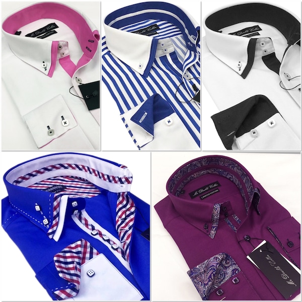 Limited Edition Men’s Stylish Italian Design Multi-Coloured Shirts with Double Collar