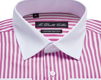 Limited Edition Men’s Italian Design Royal Blue Pinstripe Shirt with Double Cuffs