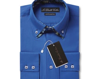 Men’s Italian Design Hand Made Smart Oxford Paisley Double Collar Shirt - Multiple Colours