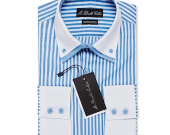Limited Edition Men’s Italian Design Baby Blue Shirt with Double Collar