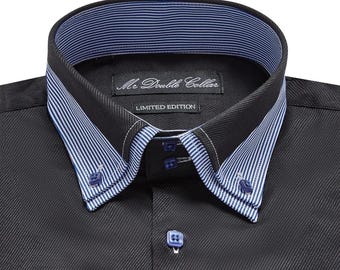 domani blue label dress shirts 90s Stripe Button-down Shirt, Double Collar, Men's Large, Domani Blue Label