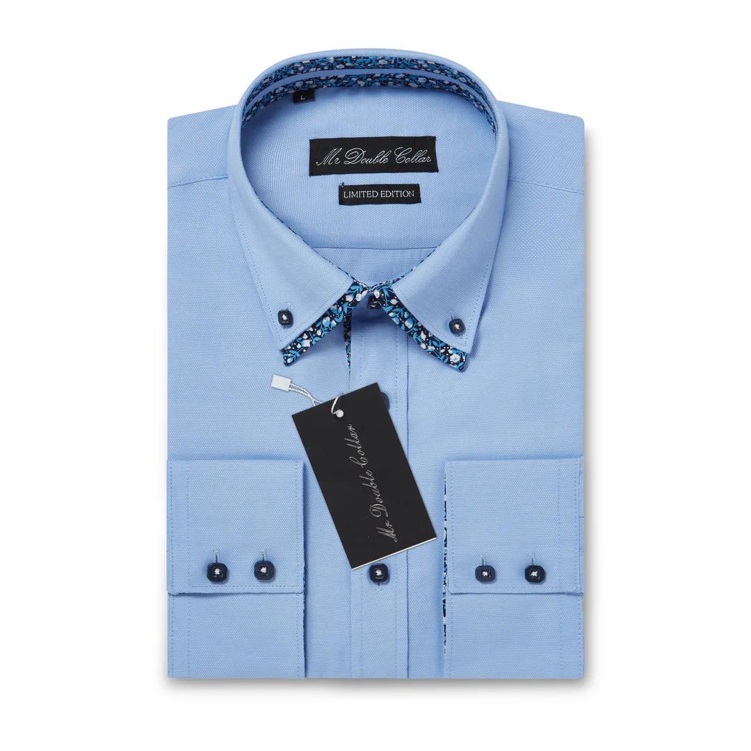 Men's Italian Design Hand Made Smart Oxford Paisley Double Collar